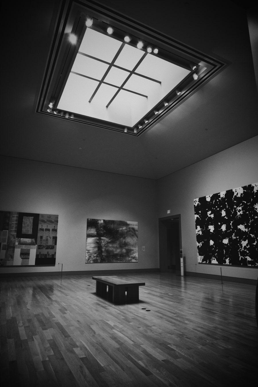 light falling through a gallery skylight